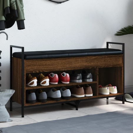 vidaXL Banco zapatero madera ingeniería marrón roble 105,5x32x57,5 cm
