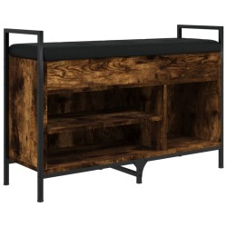 vidaXL Banco zapatero madera ingeniería roble ahumado 85,5x32x57,5 cm