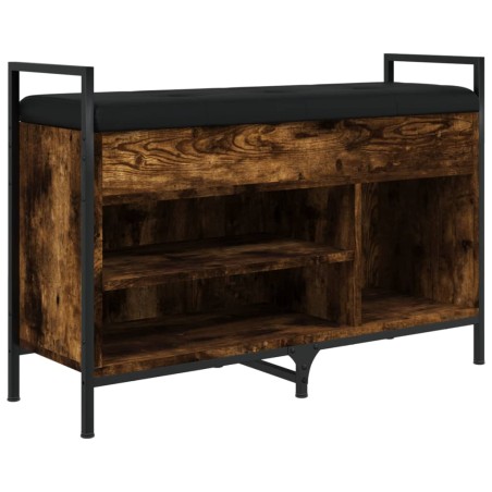 vidaXL Banco zapatero madera ingeniería roble ahumado 85,5x32x57,5 cm