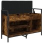 vidaXL Banco zapatero madera ingeniería roble ahumado 85,5x32x57,5 cm vidaXL Banco zapatero madera ingeniería roble ahumado 85,5x32x57,5 cm