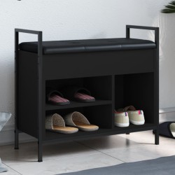 vidaXL Banco zapatero madera de ingeniería negro 65,5x32x57,5 cm