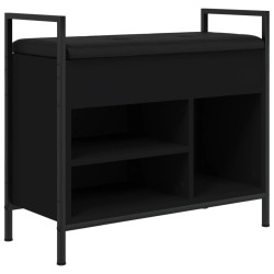 vidaXL Banco zapatero madera de ingeniería negro 65,5x32x57,5 cm