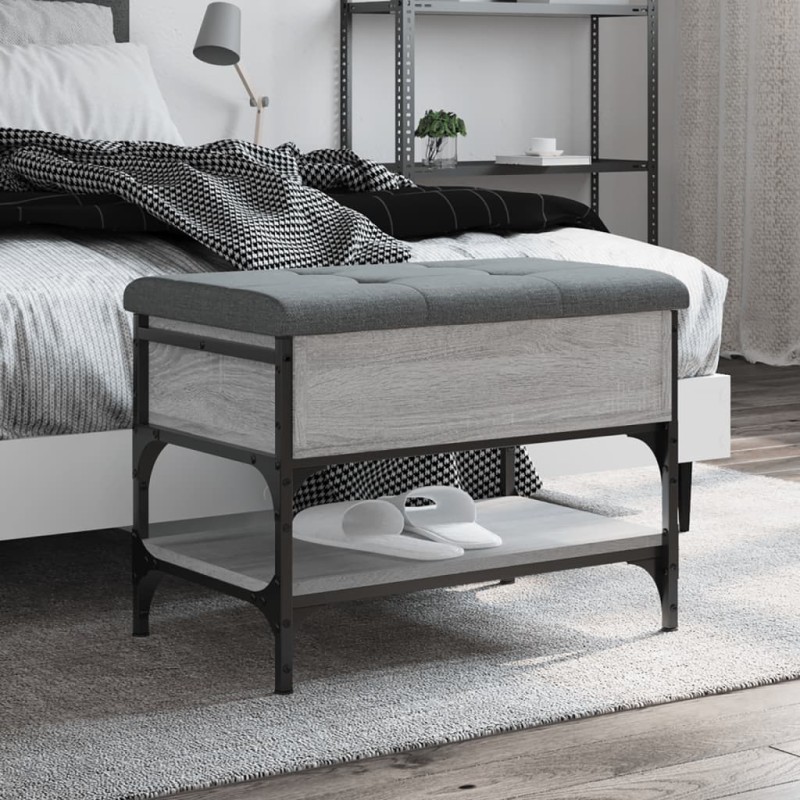 vidaXL Banco zapatero madera de ingeniería gris Sonoma 62x42x45 cm vidaXL Banco zapatero madera de ingeniería gris Sonoma 62x42x45 cm
