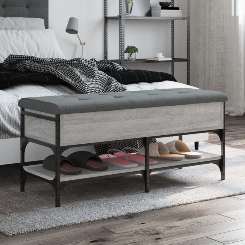 vidaXL Banco zapatero madera de ingeniería gris Sonoma 102x42x45 cm vidaXL Banco zapatero madera de ingeniería gris Sonoma 102x42x45 cm