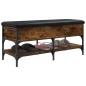 vidaXL Banco zapatero madera de ingeniería roble ahumado 102x42x45 cm vidaXL Banco zapatero madera de ingeniería roble ahumado 102x42x45 cm