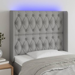 vidaXL Cabecero con LED de tela gris claro 103x16x118/128 cm