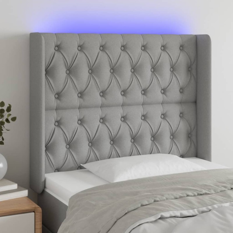 vidaXL Cabecero con LED de tela gris claro 103x16x118/128 cm vidaXL Cabecero con LED de tela gris claro 103x16x118/128 cm