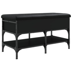 vidaXL Banco zapatero madera de ingeniería negro 82x42x45 cm
