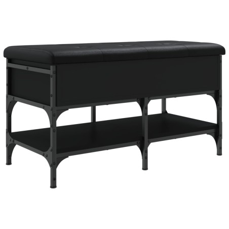 vidaXL Banco zapatero madera de ingeniería negro 82x42x45 cm