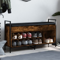 vidaXL Banco zapatero madera ingeniería roble ahumado 105,5x32x57,5 cm