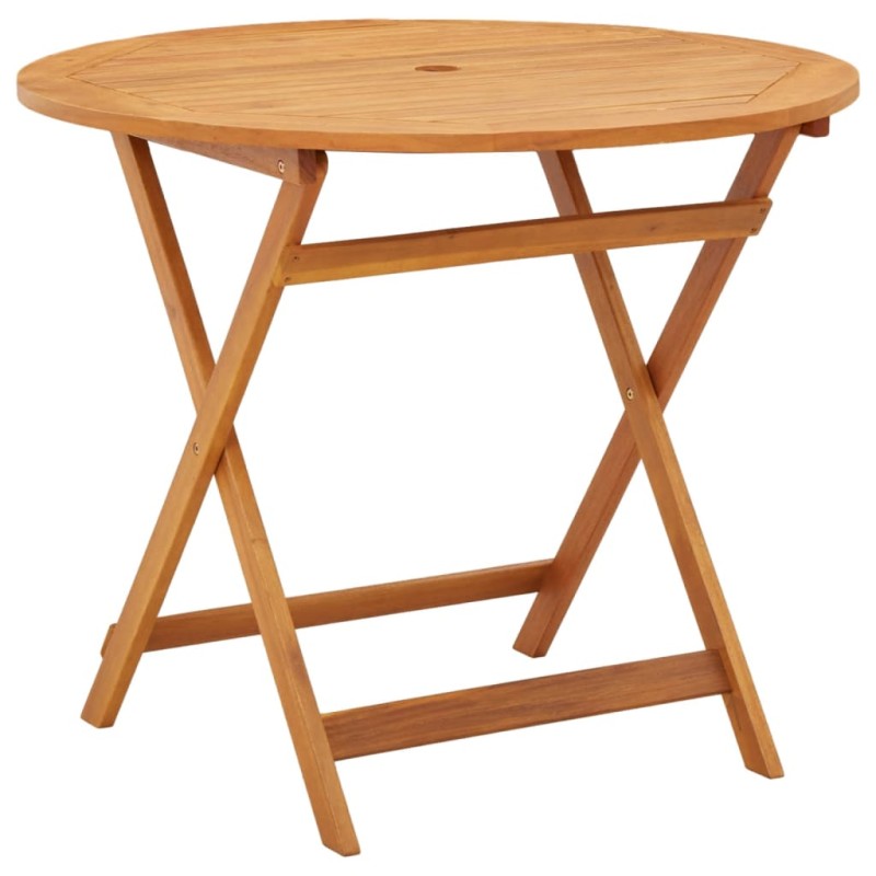 vidaXL Mesa jardín plegable madera maciza de eucalipto Ø90x75 cm vidaXL Mesa jardín plegable madera maciza de eucalipto Ø90x75 cm