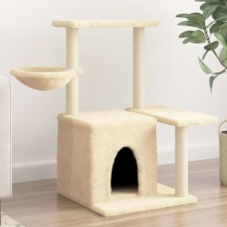 vidaXL Rascador para gatos con postes de sisal color crema 83 cm
