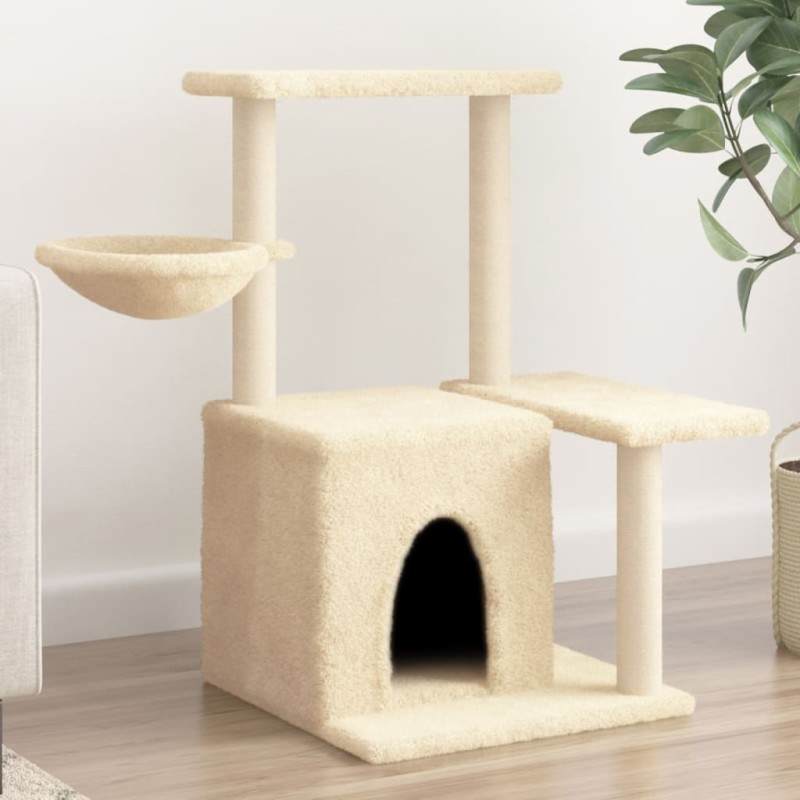 vidaXL Rascador para gatos con postes de sisal color crema 83 cm vidaXL Rascador para gatos con postes de sisal color crema 83 cm