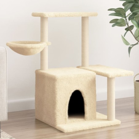vidaXL Rascador para gatos con postes de sisal color crema 83 cm