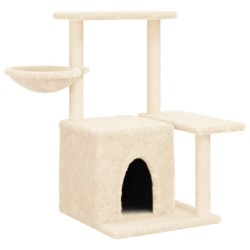 vidaXL Rascador para gatos con postes de sisal color crema 83 cm