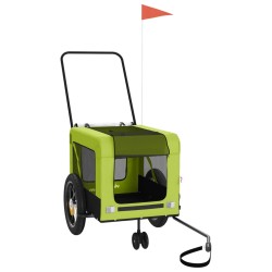 vidaXL Remolque de bicicleta mascotas hierro tela Oxford verde negro