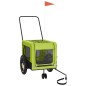 vidaXL Remolque de bicicleta mascotas hierro tela Oxford verde negro