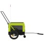vidaXL Remolque de bicicleta mascotas hierro tela Oxford verde negro