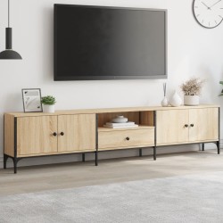vidaXL Mueble de TV cajón madera ingeniería roble Sonoma 200x25x44 cm