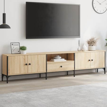 vidaXL Mueble de TV cajón madera ingeniería roble Sonoma 200x25x44 cm