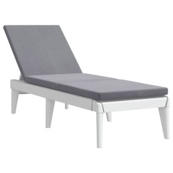 vidaXL Tumbona con cojín PP blanco 186x60x29 cm