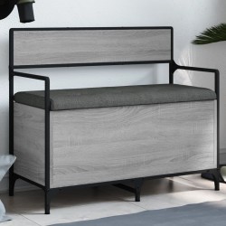 vidaXL Banco almacenaje madera ingeniería gris Sonoma 85,5x42x73,5 cm