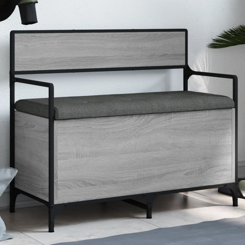 vidaXL Banco almacenaje madera ingeniería gris Sonoma 85,5x42x73,5 cm vidaXL Banco almacenaje madera ingeniería gris Sonoma 85,5x42x73,5 cm