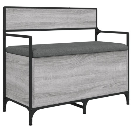 vidaXL Banco almacenaje madera ingeniería gris Sonoma 85,5x42x73,5 cm