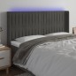 vidaXL Cabecero con LED de terciopelo gris oscuro 163x16x118/128 cm vidaXL Cabecero con LED de terciopelo gris oscuro 163x16x118/128 cm
