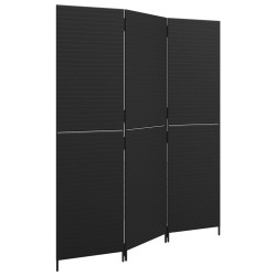 vidaXL Biombo de 3 paneles ratán sintético negro