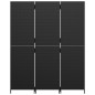 vidaXL Biombo de 3 paneles ratán sintético negro