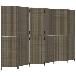 vidaXL Biombo de 6 paneles ratán sintético gris