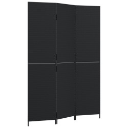 vidaXL Biombo de 3 paneles ratán sintético negro