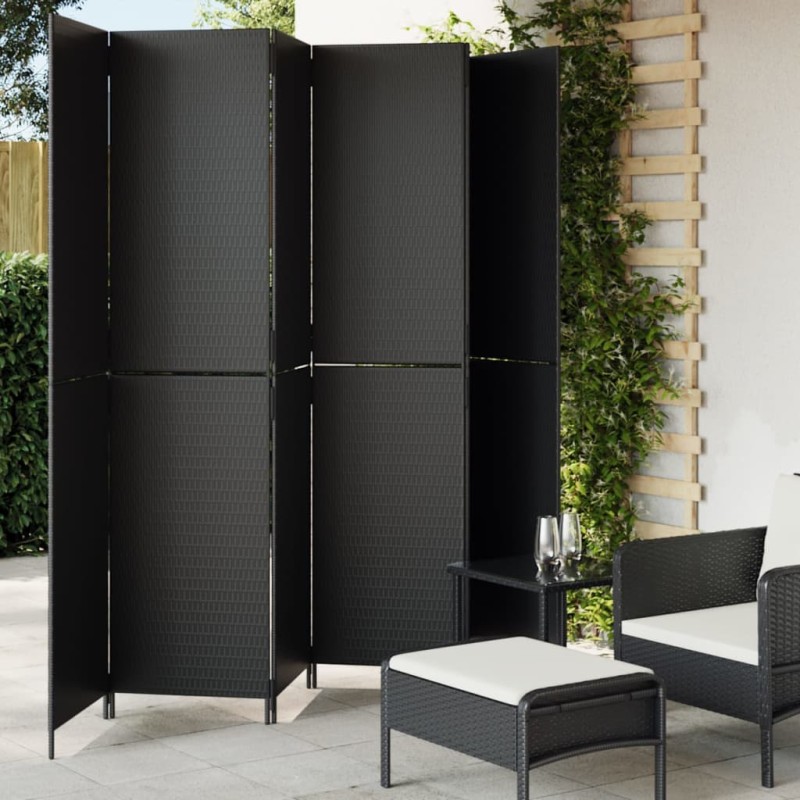 vidaXL Biombo de 6 paneles ratán sintético negro vidaXL Biombo de 6 paneles ratán sintético negro