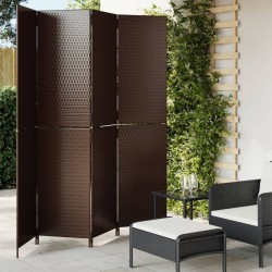 vidaXL Biombo de 4 paneles ratán sintético marrón