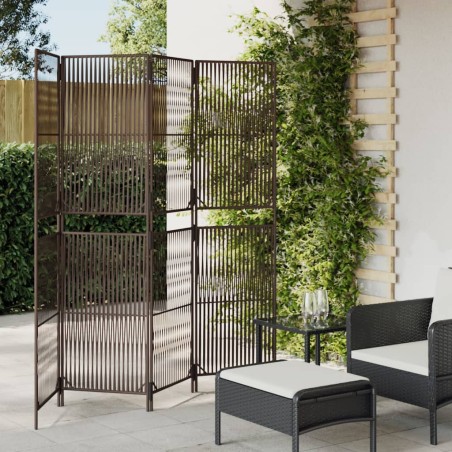 vidaXL Biombo de 4 paneles ratán sintético marrón