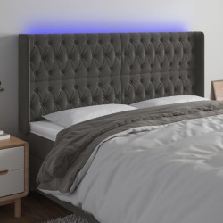 vidaXL Cabecero con LED de terciopelo gris oscuro 203x16x118/128 cm