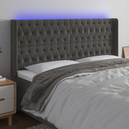 vidaXL Cabecero con LED de terciopelo gris oscuro 203x16x118/128 cm