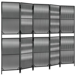 vidaXL Biombo de 5 paneles ratán sintético negro