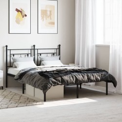 vidaXL Estructura de cama con cabecero metal negro 135x190 cm