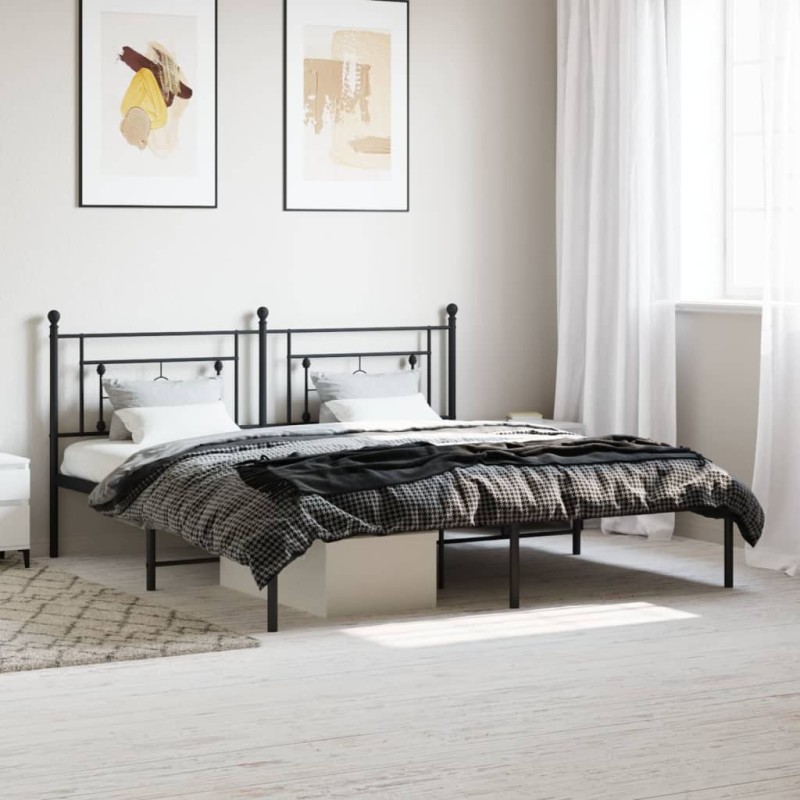 vidaXL Estructura de cama con cabecero metal negro 183x213 cm vidaXL Estructura de cama con cabecero metal negro 183x213 cm
