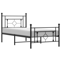 vidaXL Estructura de cama con cabecero y estribo metal negro 90x200 cm