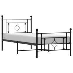 vidaXL Estructura de cama con cabecero y estribo metal negro 100x200cm