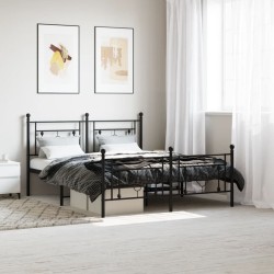 vidaXL Estructura de cama cabecero y pie de cama metal negro 150x200cm
