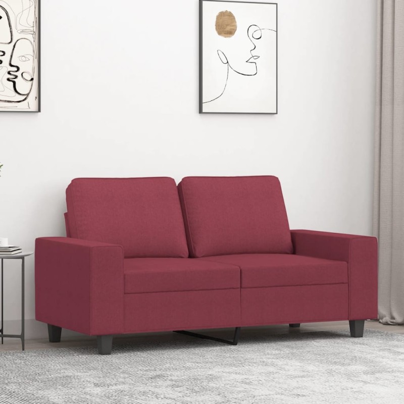 vidaXL Sofá de 2 plazas de tela rojo tinto 120 cm vidaXL Sofá de 2 plazas de tela rojo tinto 120 cm