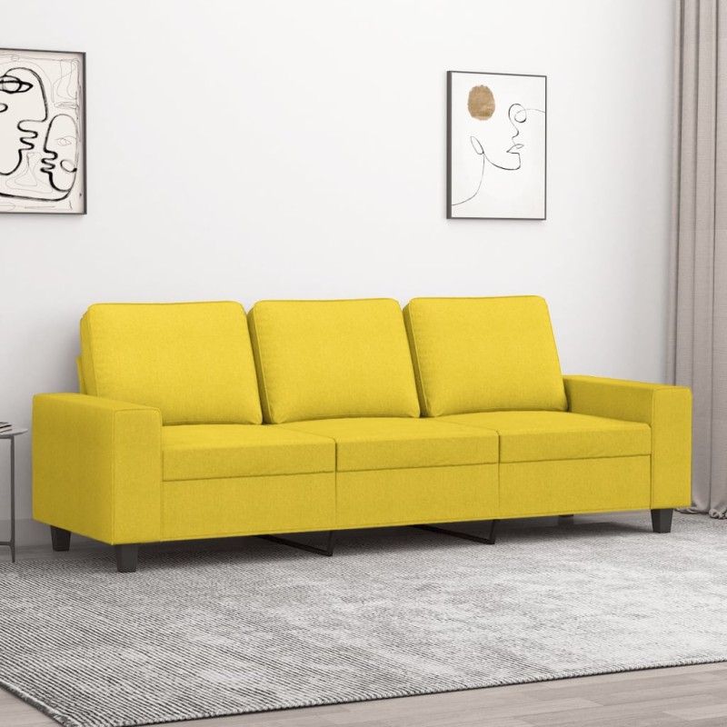 vidaXL Sofá de 3 plazas de tela amarillo claro 180 cm vidaXL Sofá de 3 plazas de tela amarillo claro 180 cm