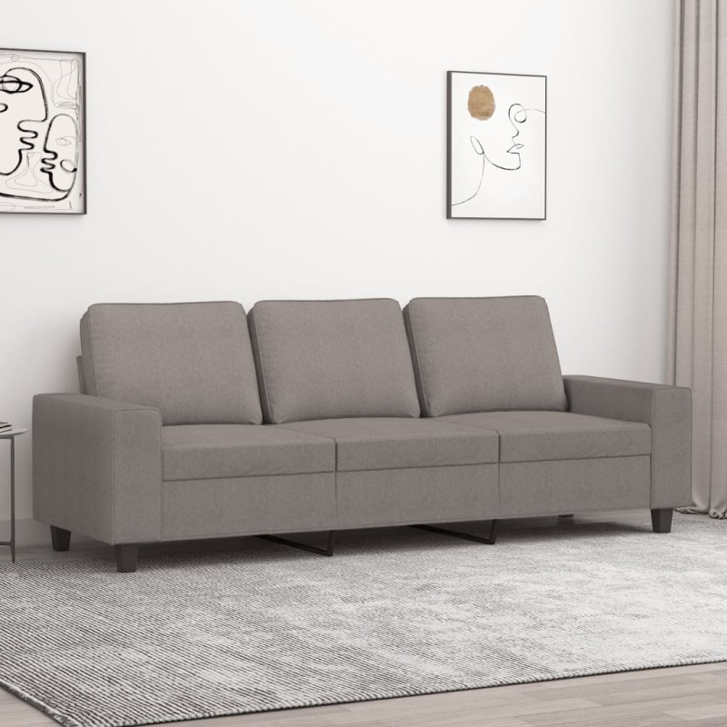 vidaXL Sofá de 3 plazas de tela gris taupe 180 cm vidaXL Sofá de 3 plazas de tela gris taupe 180 cm