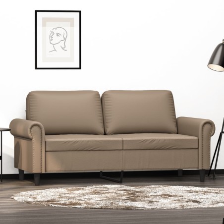 vidaXL Sofá de 2 plazas de cuero sintético color capuchino 140 cm