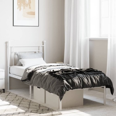 vidaXL Estructura de cama de metal con cabecero blanco 75x190 cm