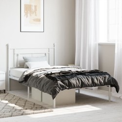 vidaXL Estructura de cama de metal con cabecero blanco 107x203 cm